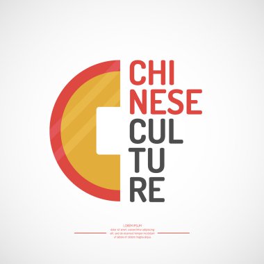 Poster vektör Çin kültürü ile madeni para