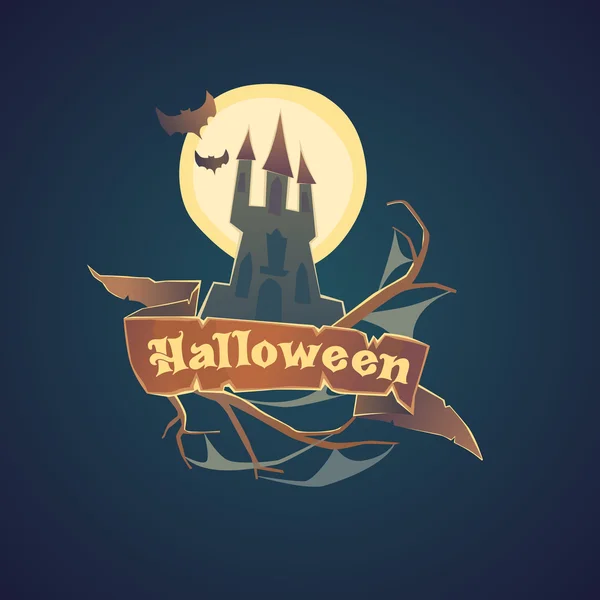 Pegatina y cartel Feliz Halloween . — Vector de stock