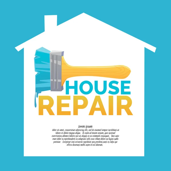 Logo riparazione casa e pennello realistico su sfondo bianco . — Vettoriale Stock