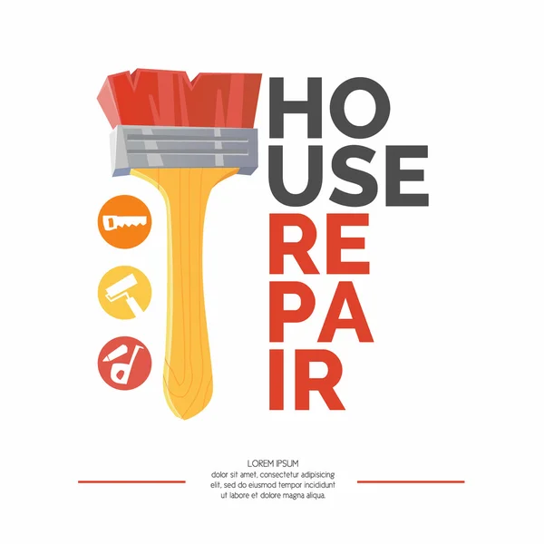 L'iscrizione riparazione casa e spazzola realistica — Vettoriale Stock