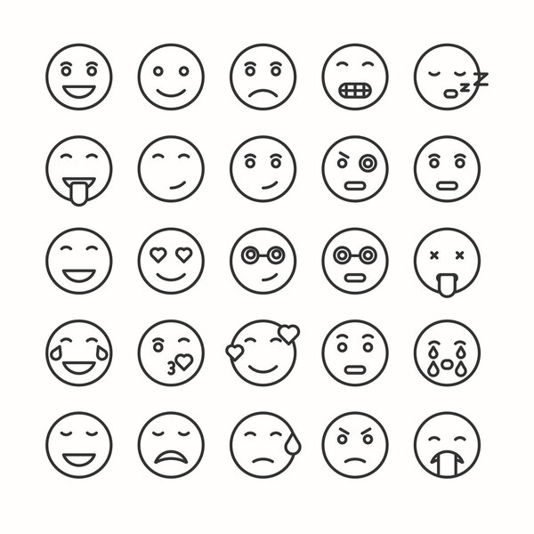 Набор иконок с плоским и линейным смайликом
.