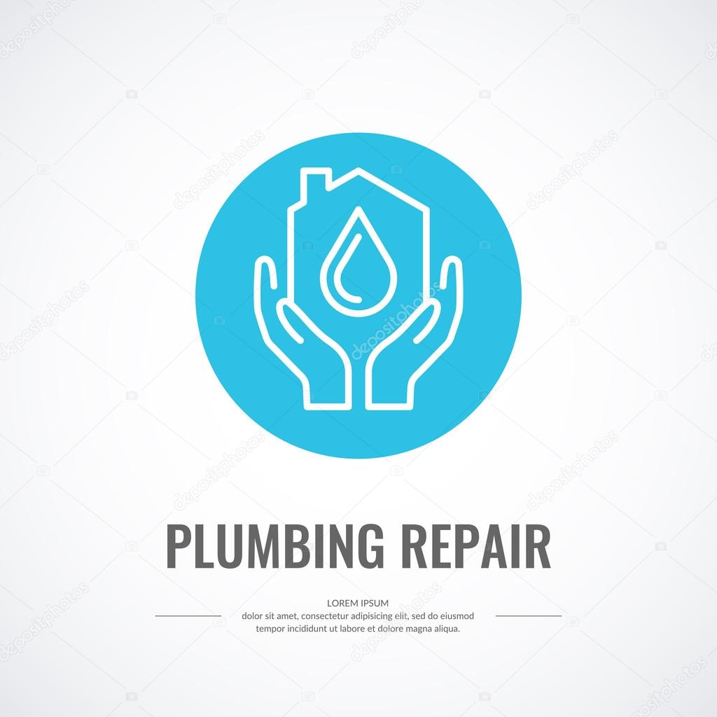 Logo, plumbing service. Signs replacement and repair of pipelines in the house.