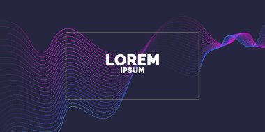 Renkli dinamik dalgalar, çizgi ve parçacıklara sahip soyut vektör arkaplanı.