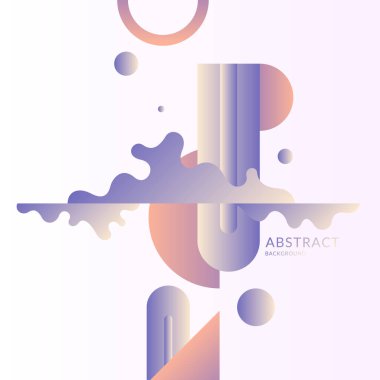 Farklı soyut ve geometrik şekillerin pastel renklerde sürreal bir bileşimi. Vektör illüstrasyon ve şablon.