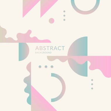 Pastel renklerde dinamik ve geometrik şekilli zarif bir kompozisyon. Reklam ve sosyal ağlar için bir şablon.