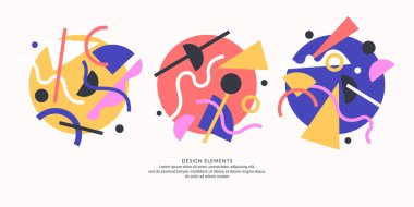 Retro tarzında soyut öğeler, tasarımınız için bir şablon. Bir dizi geometrik bileşim.