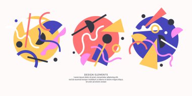 Abstract elements in retro style, a template for your design. A set of geometric compositions. clipart