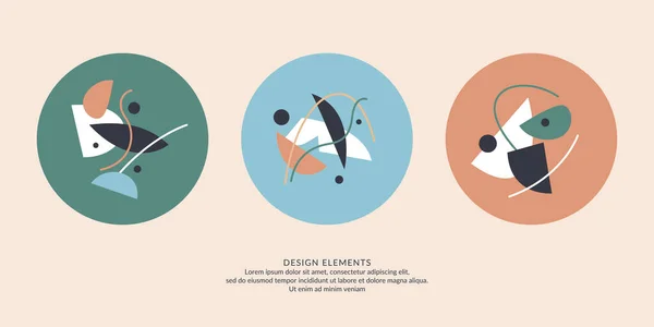 Elementos abstractos en estilo retro, una plantilla para tu diseño. — Vector de stock