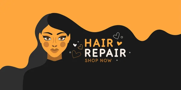 Επισκευή μαλλιών. Φωτεινή αφίσα για το κουρείο. Στοιχεία για την κοπή και styling μαλλιά. — Διανυσματικό Αρχείο