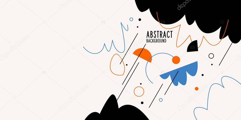 Abstract background with various hand-drawn elements in the doodle style. A template for placing your text and design.