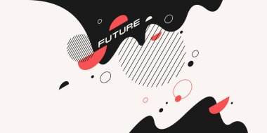 Soyut elementlere ve dinamik şekillere sahip modern arka planlar. Geometrik şekillerin bileşimleri. Vektör illüstrasyonu.