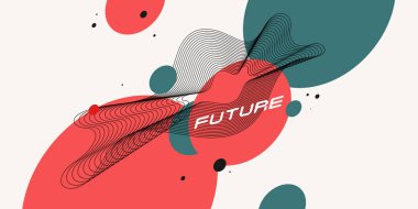 Soyut elementlere ve dinamik şekillere sahip modern arka planlar. Geometrik şekillerin bileşimleri. Vektör illüstrasyonu.