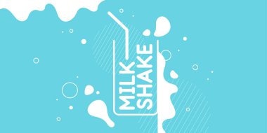 Şişe ve pipetle milkshake 'in vektör çizimi.