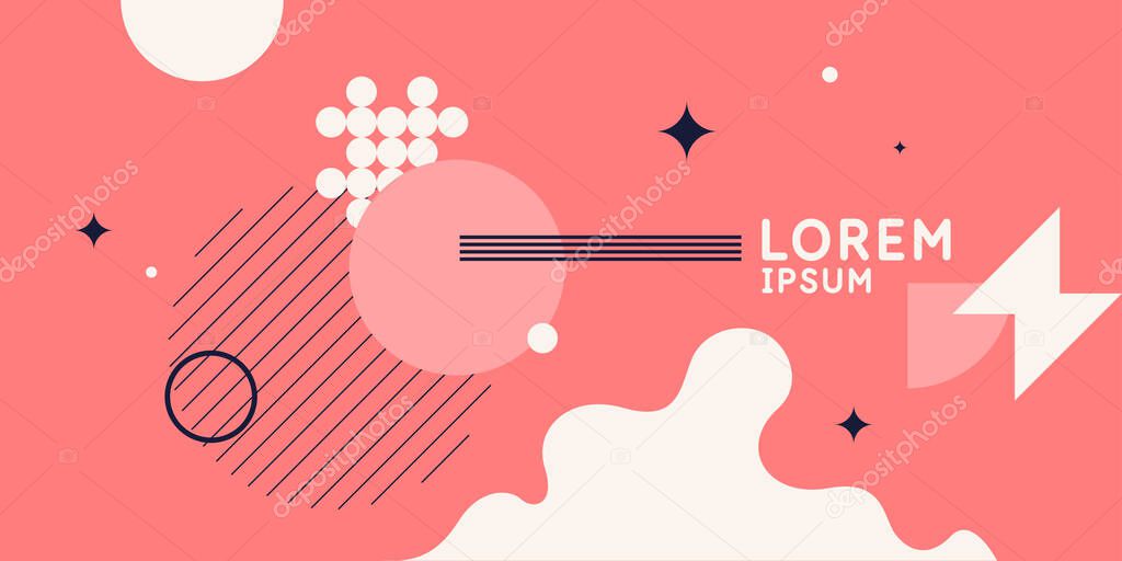 Abstract background in a modern trendy style. Poster with simple flat geometric shapes.