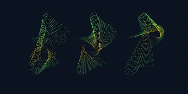Fondo abstracto vectorial con ondas dinámicas, líneas y partículas. — Archivo Imágenes Vectoriales