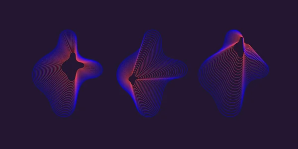 Un conjunto de formas amorfas sobre un fondo oscuro. Elementos vectoriales abstractos para su diseño. Imágenes gráficas para la creatividad. — Vector de stock