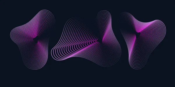 Fondo abstracto vectorial con ondas dinámicas, líneas y partículas. — Archivo Imágenes Vectoriales