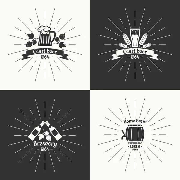 Gesetzt. Vintage Logo Bier. Brauerei. — Stockvektor