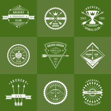 Ayarlayın. Okçuluk kulübü etiketleri koleksiyonu.
