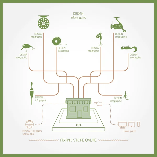 Loja de pesca Online . —  Vetores de Stock