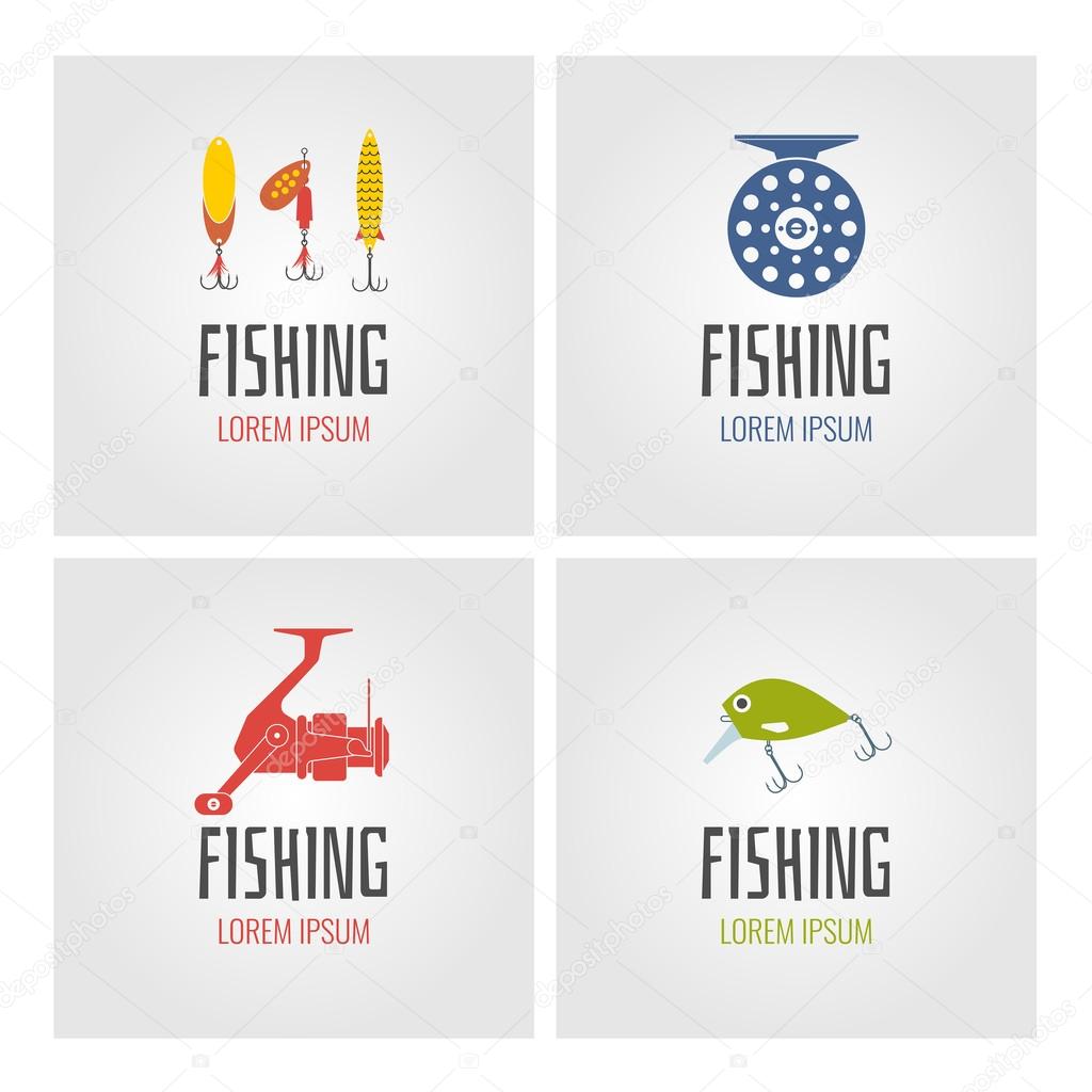 Set. Fishing. Logos and design elements