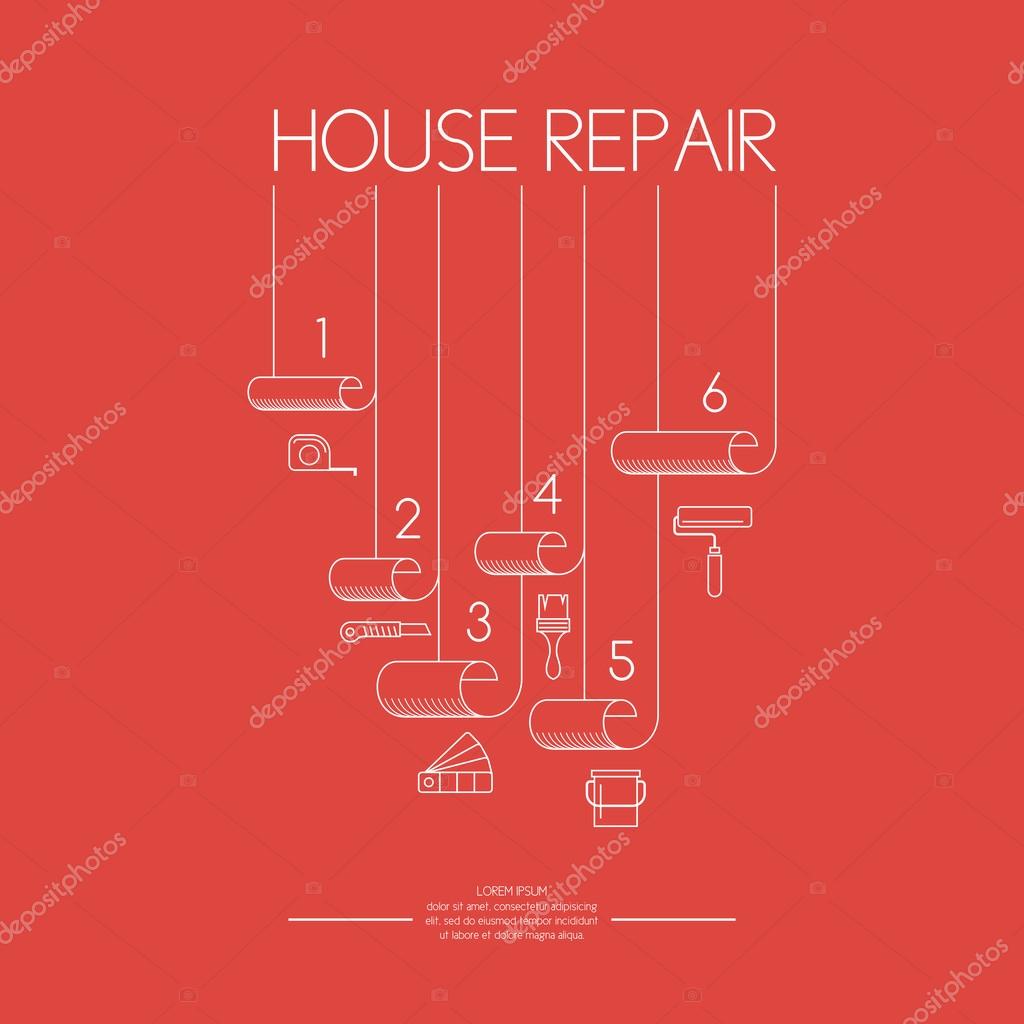 House repair. Elements and icons for cards, illustration, poster and web design