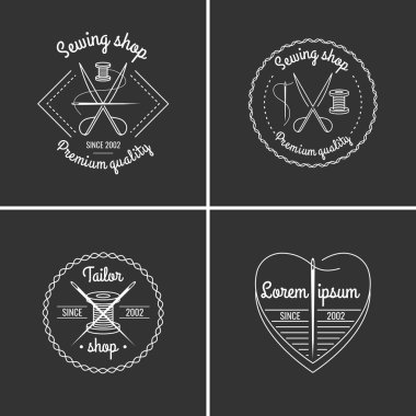 Ayarlayın. Terzi. Dikiş etiketleri koleksiyonu