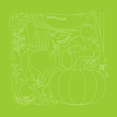 Organik gıda. Öğeleri ve kart için simgeler