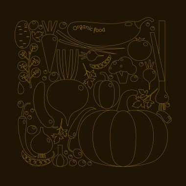 Organik gıda. Öğeleri ve kart için simgeler
