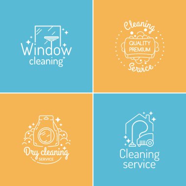 Ayarlayın. Temizlik hizmeti. Etiketleri koleksiyonu.