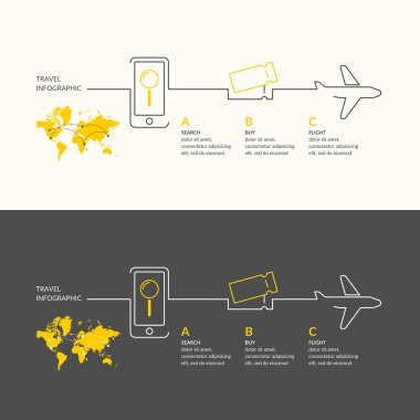 İnfographics seyahat. Uçak bileti satın almak.