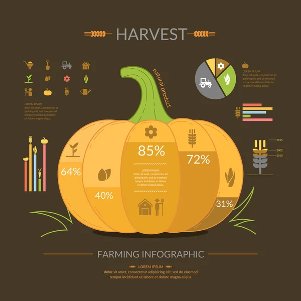 Colheita. Infográficos agrícolas Ícones —  Vetores de Stock