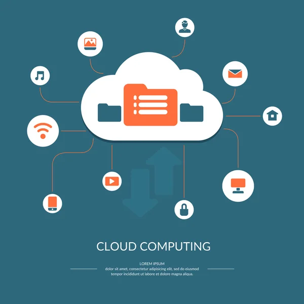 Infografías de computación en nube . — Vector de stock