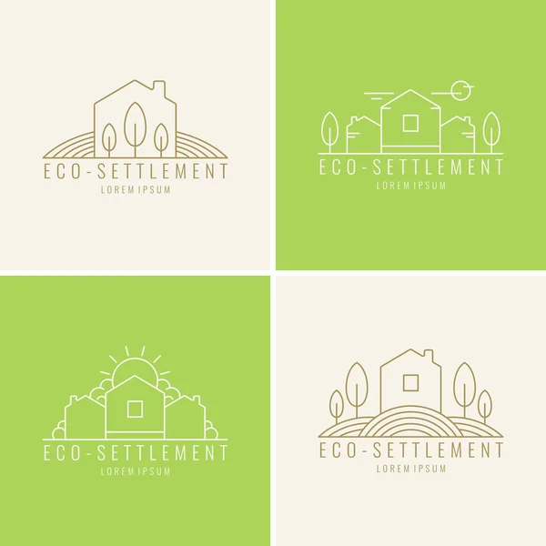 Eco-asentamiento. Logos y elementos de diseño — Archivo Imágenes Vectoriales