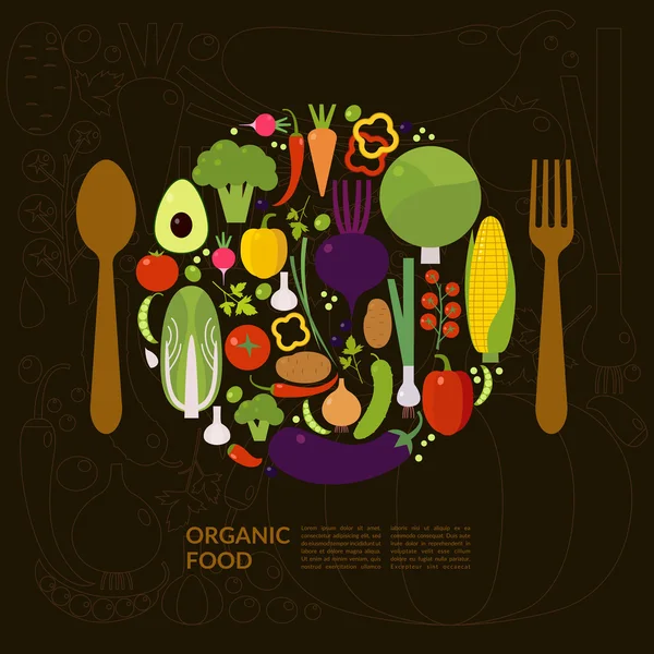 De la nourriture biologique. Éléments et icônes pour carte — Image vectorielle