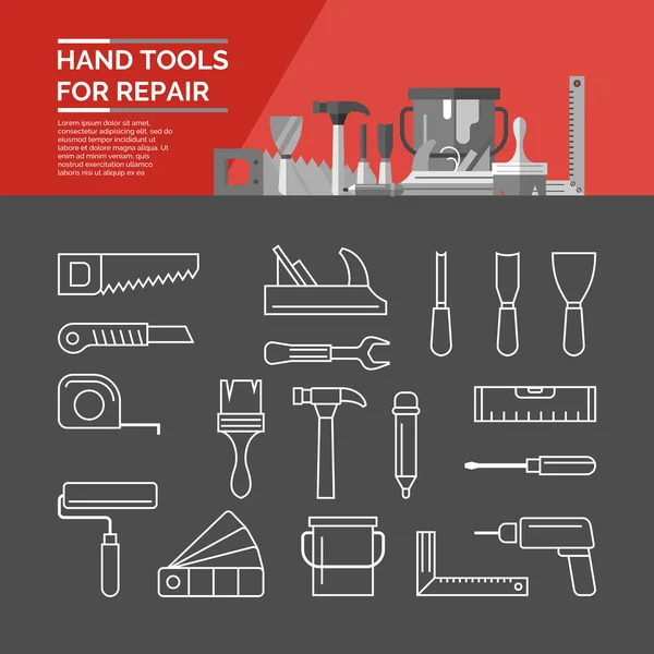 Icons. Hand tools for home renovation and construction. — Stock Vector