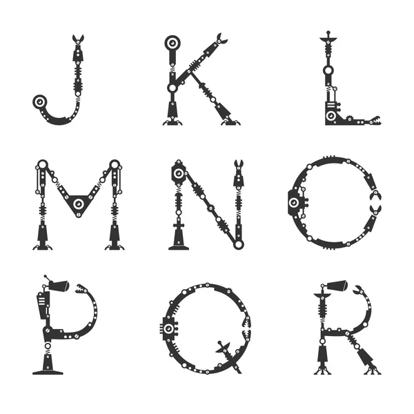 Ρομπότ, τα γράμματα της γραμματοσειράς — Διανυσματικό Αρχείο
