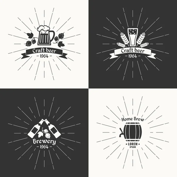 Preparado. Cerveja com logotipo vintage. Cervejaria . —  Vetores de Stock