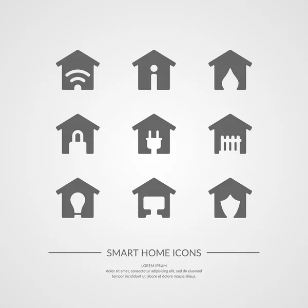 Smarta hem ikoner. Element för kort, illustration, affisch och webbdesign. — Stock vektor