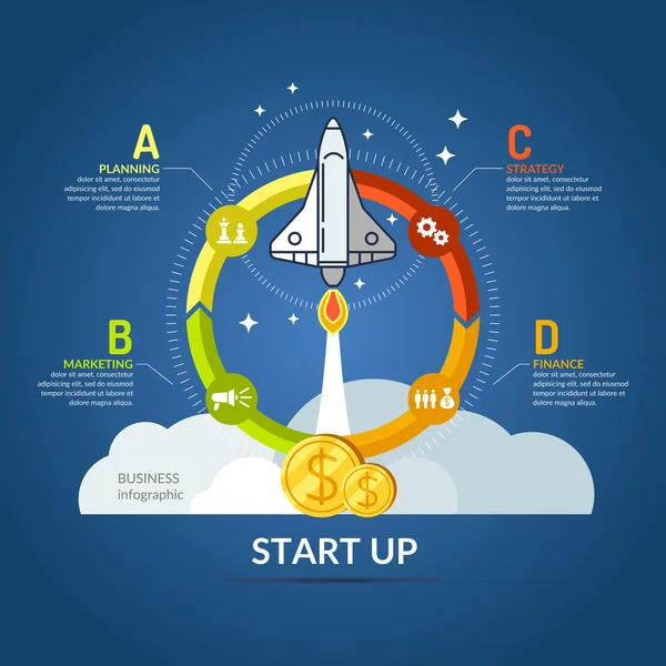 Start. Einkommen und Erfolg. — Stockvektor