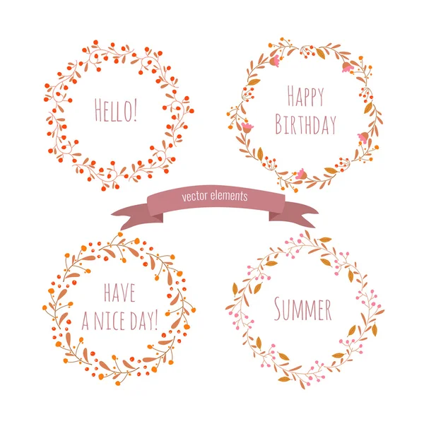 Krans met bloemen. Achtergrond voor uw tekst. Opslaan van de datum, uitnodiging bruiloft, vakantie. — Stockvector