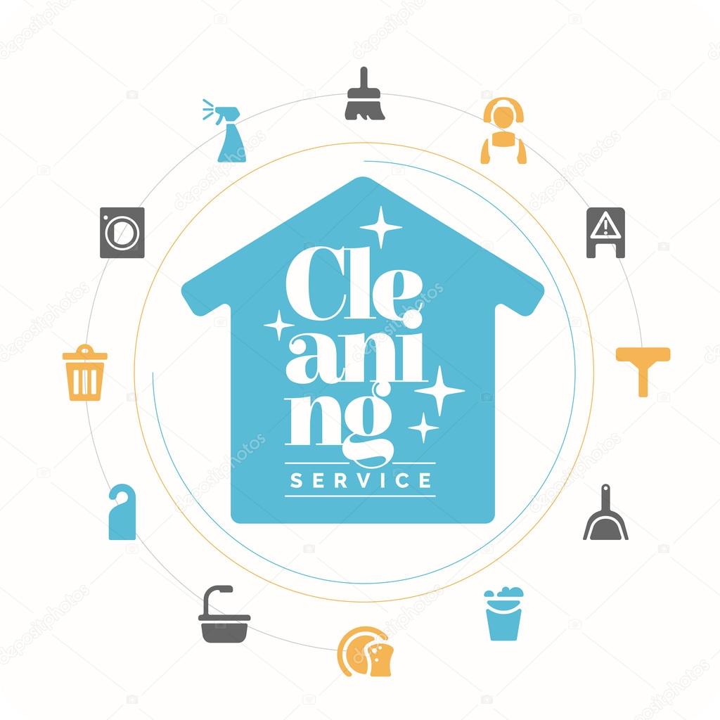 Icons set. Cleaning service. Elements for design and web. Vector illustration.