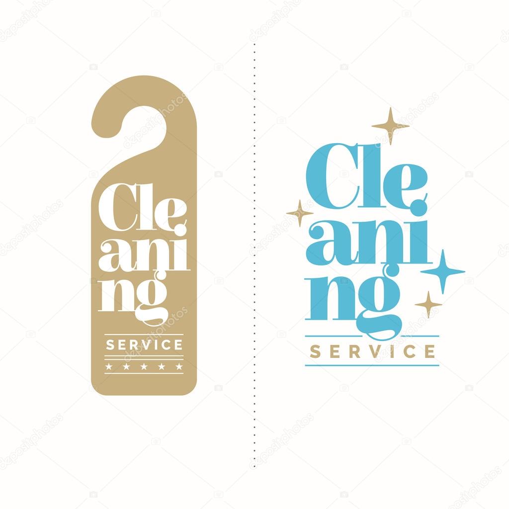 Logos Cleaning service. Elements for design and web. Vector illustration