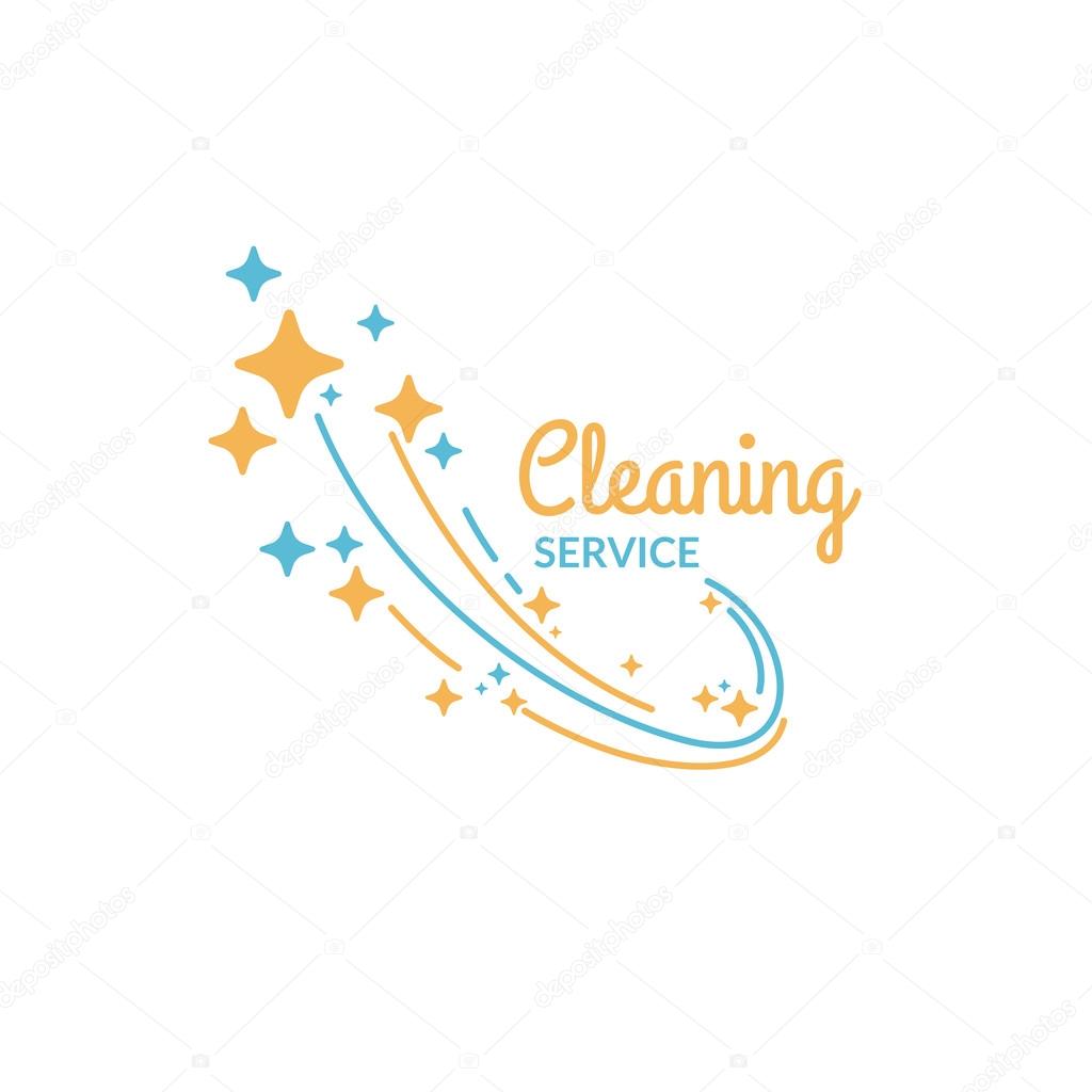 Cleaning service. The logo of the company on cleaning of rooms. Vector illustration.