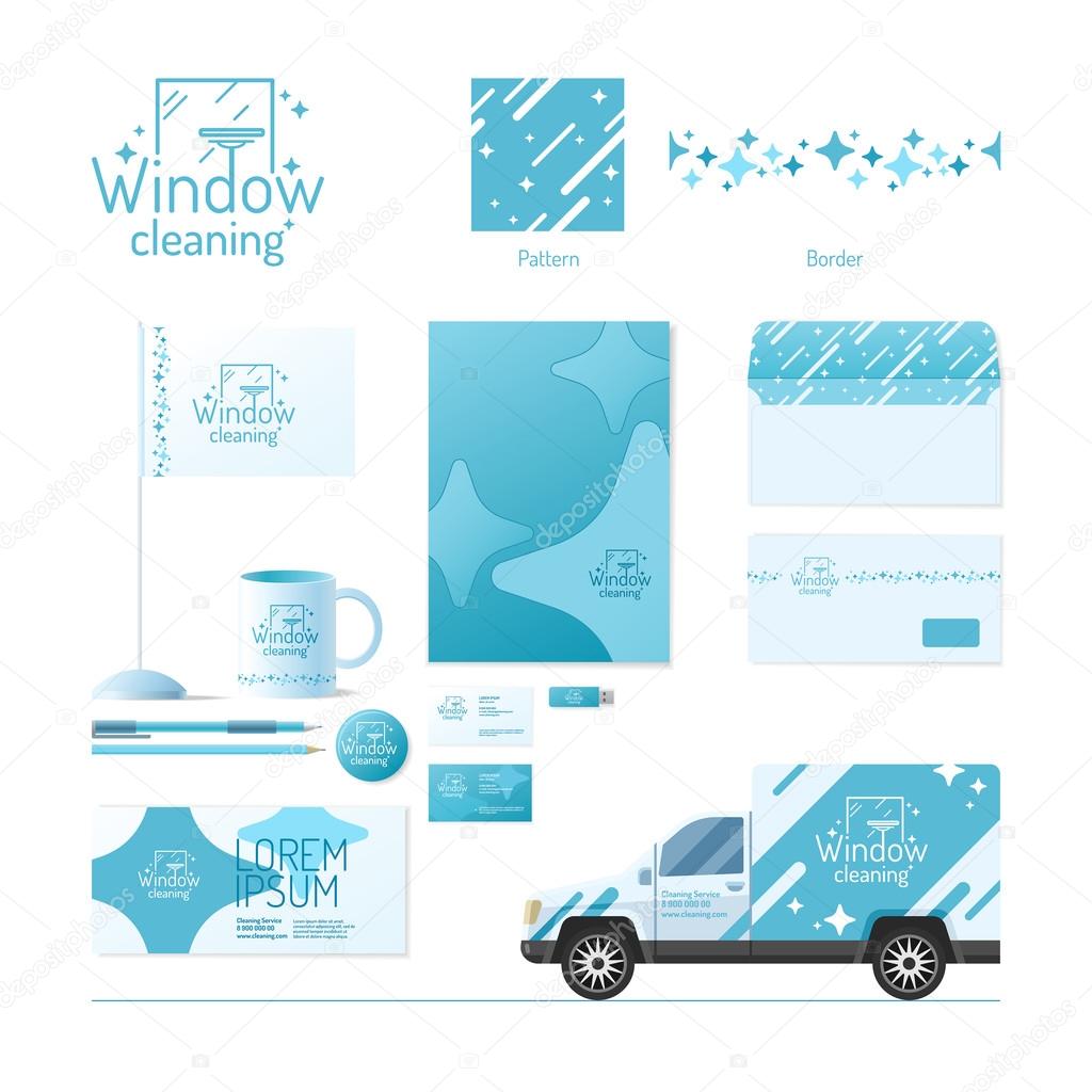 Corporate identity. Cleaning service. Logo and design elements