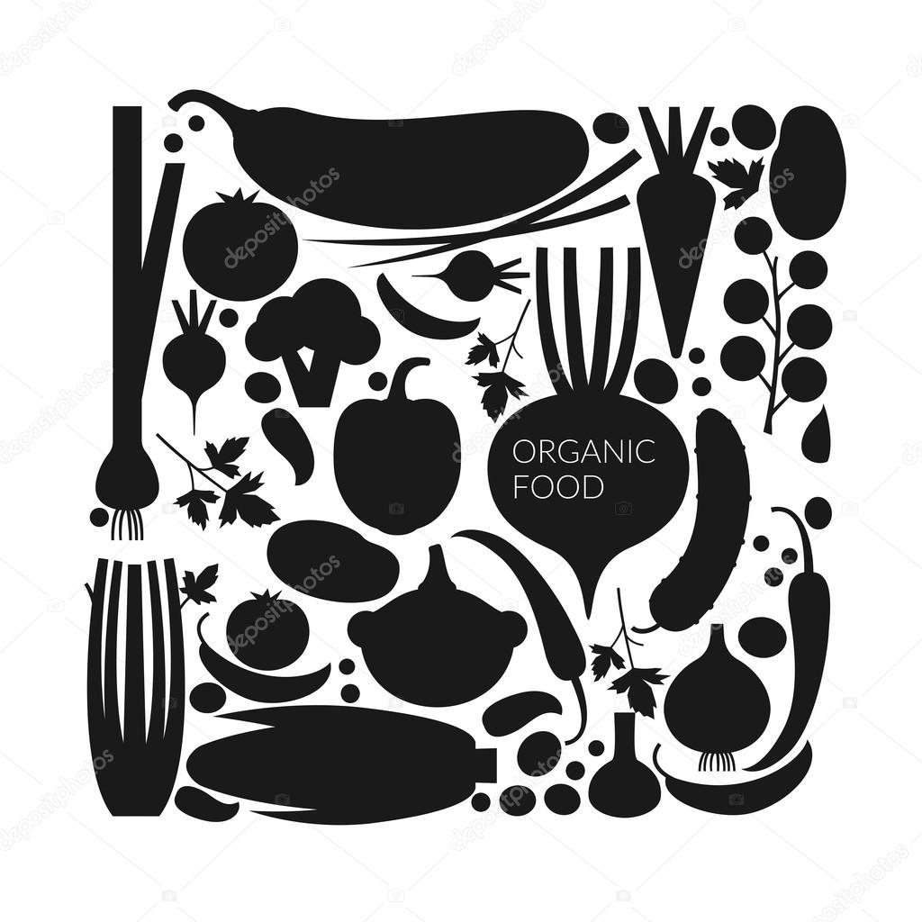 Organic food. Elements and icons for card