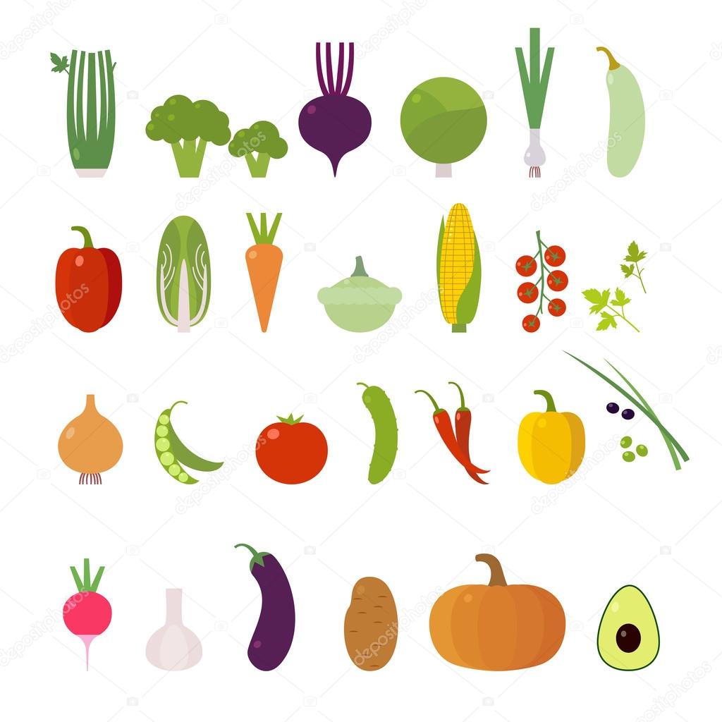 Vegetables. Set. Elements for cards