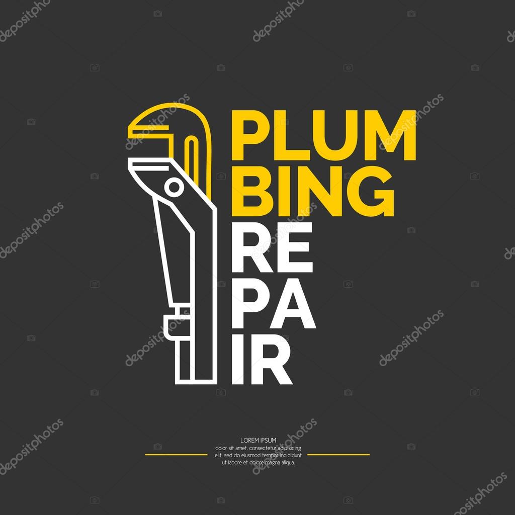 Plumbing repair banner. Vector stylish poster and illustration.