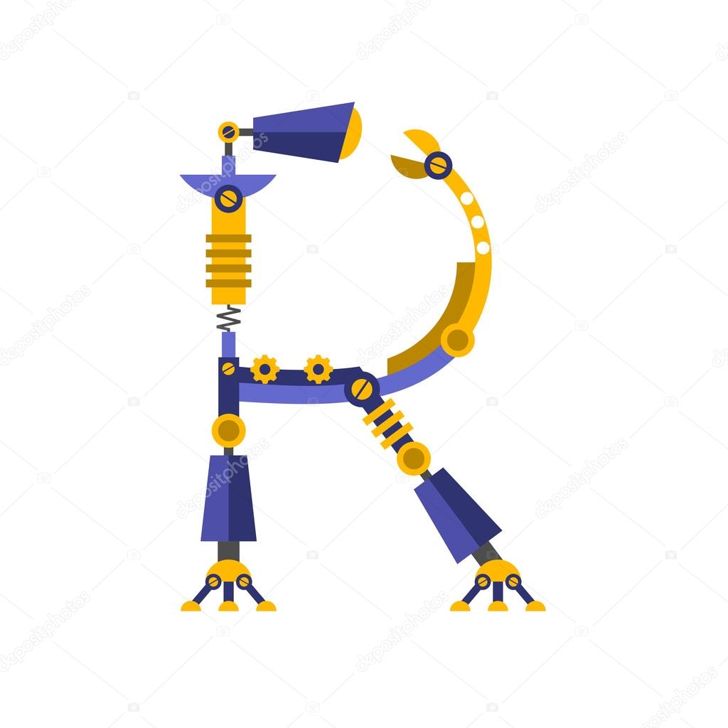 Robot, font. Letter R