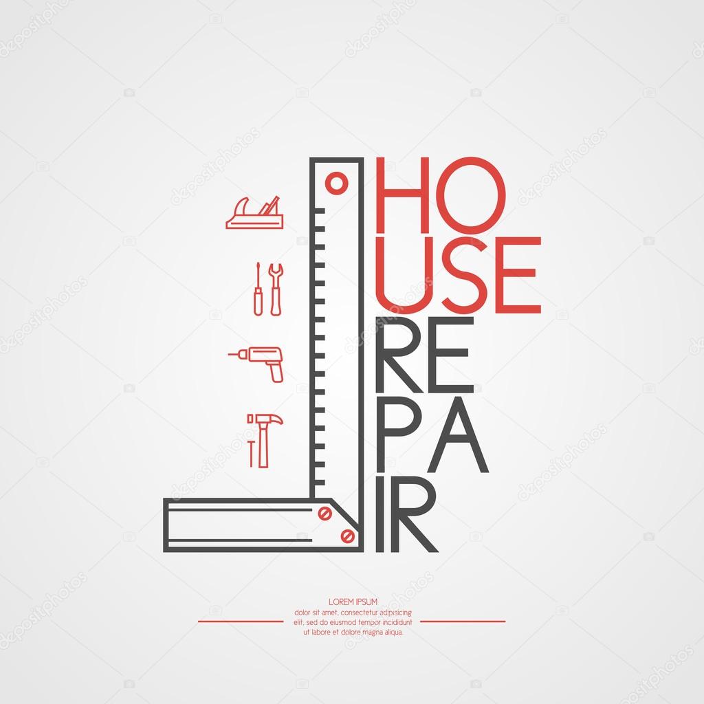 House repair. Elements and icons for card